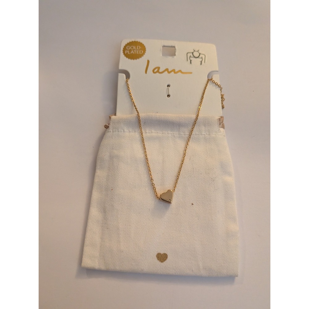 I Am Gold Plated Heart Pendant Necklace Minimalist Fine Chain Jewelry with Pouch